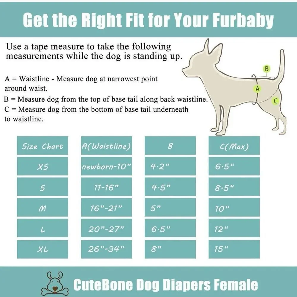 Cutebone Female Dog Wrap Diapers Washable Sz S